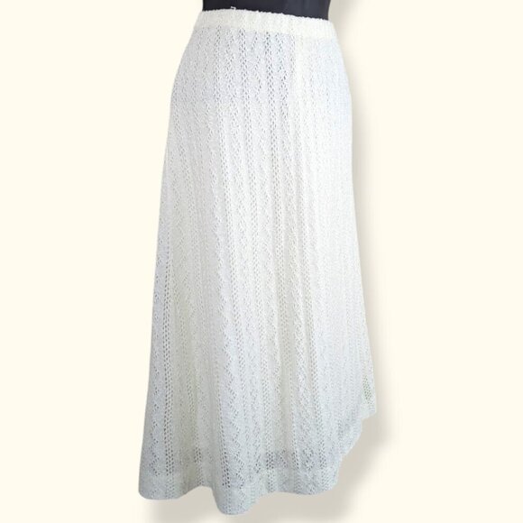 Vintage White Acrylic Knit Skirt - Picture 4 of 7